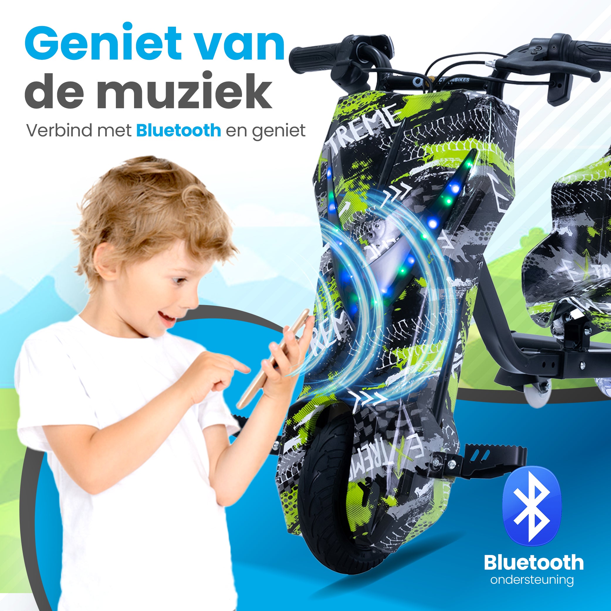 Drift Scooter / Driftcart – 3-wieler Voor Kinderen Vanaf 6 Jaar – Max. 80 Kg – Verstelbare Zitting – Verlichte Achterwielen – Voor Plezier En Rijvaardigheid